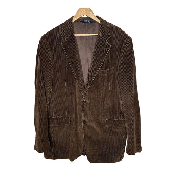 Stafford 44L Big&Tall Corduroy Blazer $149 Elbow Patches Dinner Jacket Brown - Picture 2 of 10